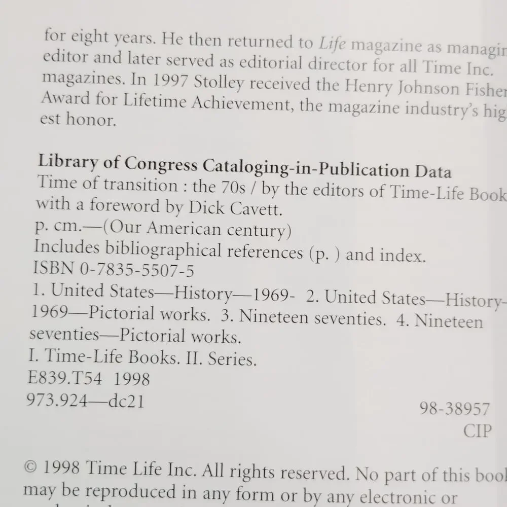 Time of Transition The 70s Our American Century 1999 Time Life Hardcover, LN